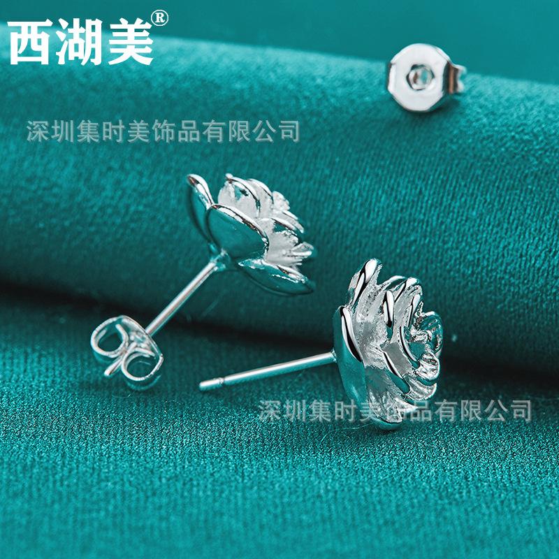 Silver Jewelry Rose Earrings Women's Jewelry Camellia Earrings Jewelry