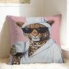 Leopard & Card Print Pillow Case  Comfy Pillow Cover Kawaii Pillowcases For Sofa Couch Bed Living Room