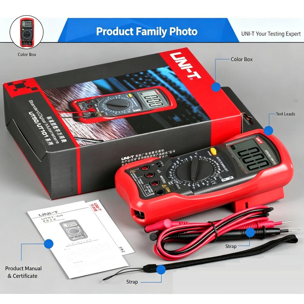 2026 UNI-T UT51 Digital Multimeter AC/DC Voltage 1000V 750V Current 10A Resistance Diode Continuity Buzzer Overload Protection