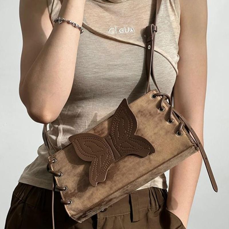 Original Design with A High-end and Rustic Style Y2K Sweet and Cool Spicy Girl Butterfly Underarm Shoulder Bag