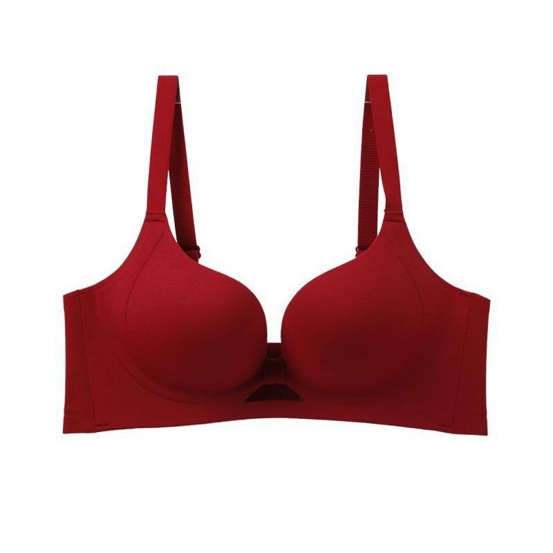 Original Red Seamless Uplift Anti-Sag Bra with Side Support, No Underwire