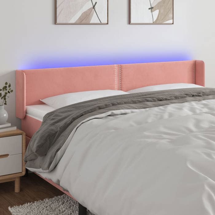 VidaXL LED Headboard Bedroom Furniture Double Bed Accessory Head of Bed Frame Interior Pink 3123167