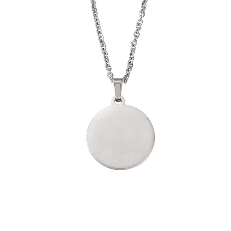 Minimalist Personalized Stainless Steel Round Pendant Necklace for Couples & Best Friends