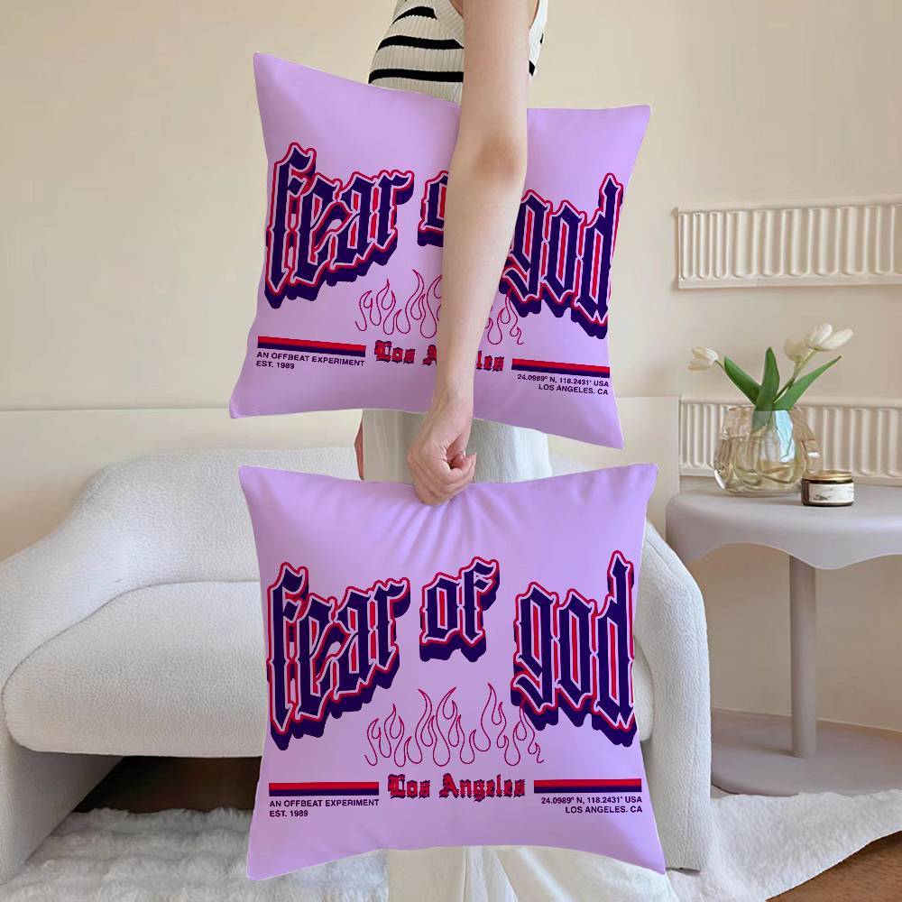 F-Fear of G-God Pillow Case Sofa and Living Room Decorative Cushion Covers Dust-proof and Mite-proof Invisible Zipper