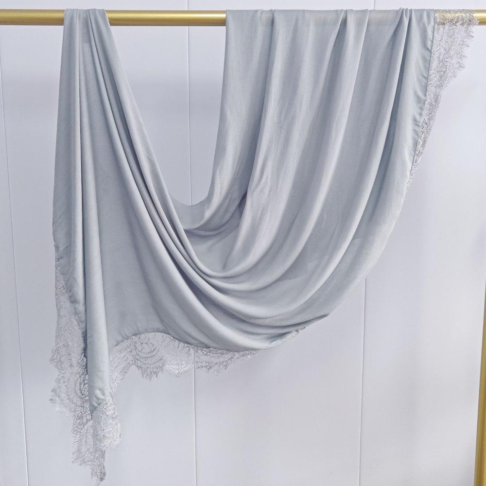 Cotton Turbans Head with Lace Trim Head Wraps New Islamic Crinkle Shawl