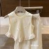 Girls Cute 3D Bow Lace Hem Sleeveless Tank Top, Kids Round Neck Cropped Vest 3 Colors