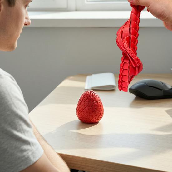 3D Printed Twisting Strawberry Toy, Stress Relief Slippery Strawberry Toy, Articulated Spiral Rotating Fruit Fidget Toy for Home Decoration