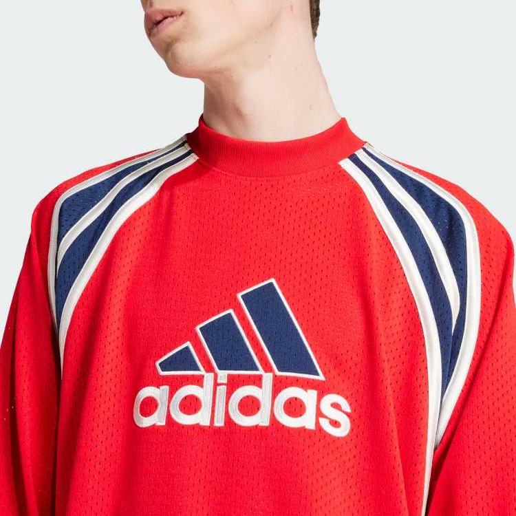 Adidas Originals Comfortable Fashionable Simple Versatile Long Sleeve Breathable T-Shirt Men Tops Light-Crimson JD5376