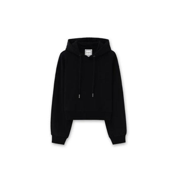 [wooyoungmi] Black Flower Back Logo Hoodie T-shirt M261TS36742B