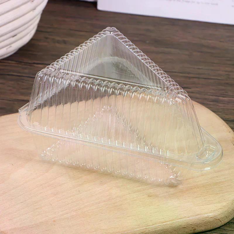 10Pcs Cake Slice Plastic Container Clear Triangle Dessert Box Food Packing Box Stackable Fruit Cake Sandwich Holder