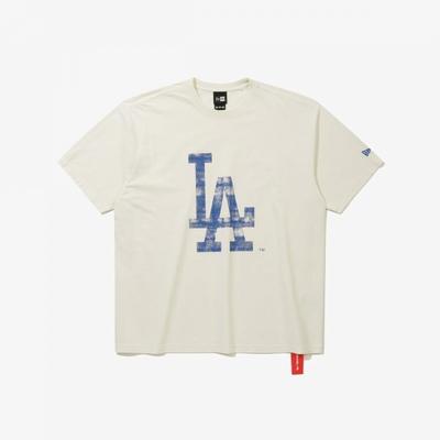 New Era Mlb La Dodgers Big Logo PigmenT T shirT Cream 15147557