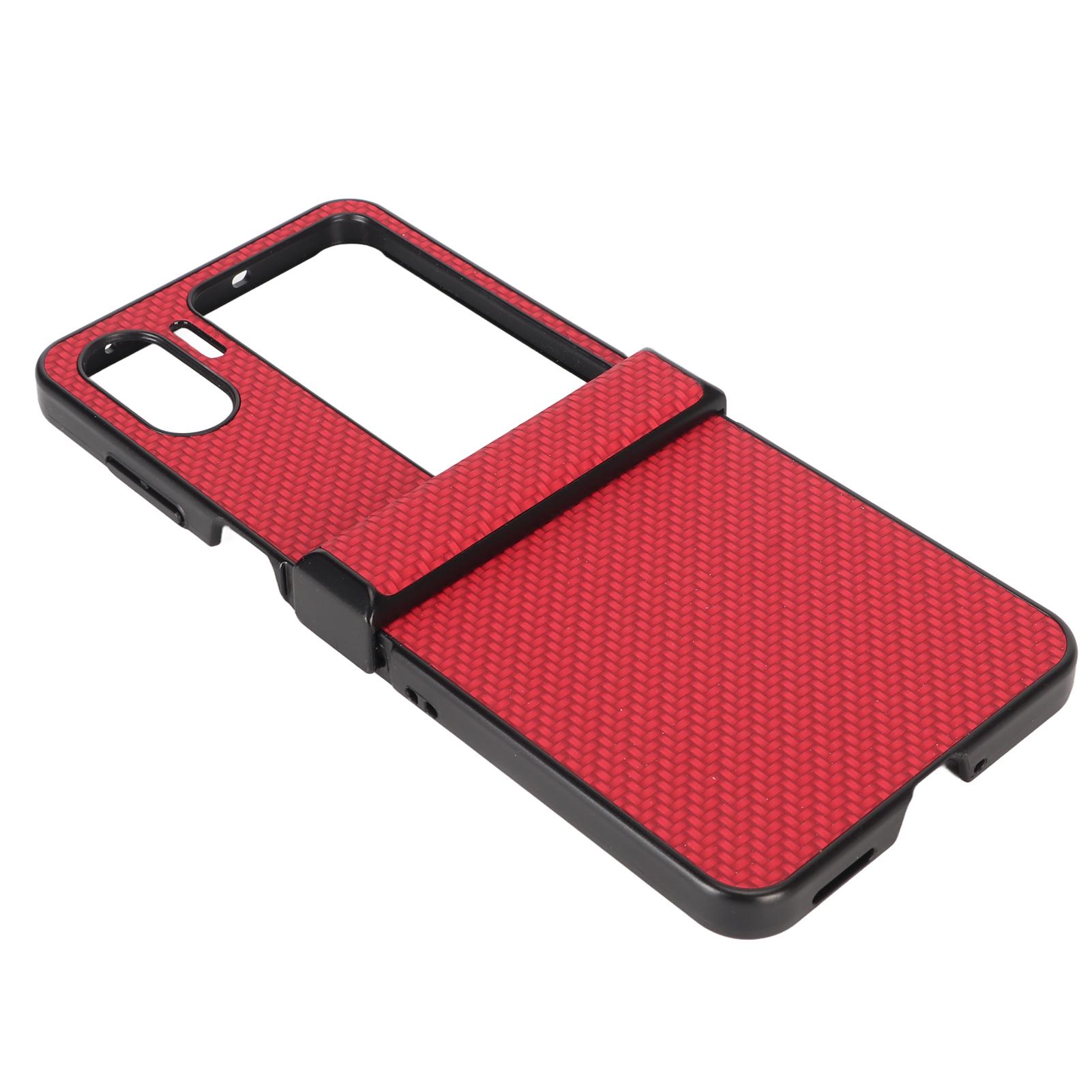 

Phone Case for OPPO Find N2 Flip Carbon Fiber Texture Fold Mobile Phone Plastic Protective Case Red красный