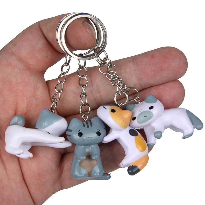 Cartoon Kittens Keychain Cure Animal Key Chain Creative Cat Pendant For Women Car Keyring Purse Bag Accessories Gifts
