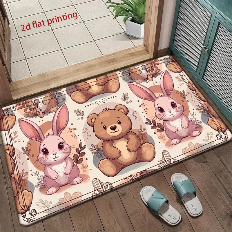 Cute Bear & Bunny Pattern Living Room Decoration Home Sofa Non-Slip Carpet Study Bedroom Tatami Children'S Soft Floor Mat