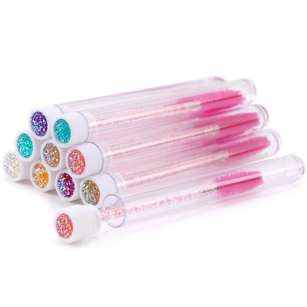 10/20Pc New Reusable Eyebrow Brush for Eyelash Extension Crystal Eyelash Brush Make Up Micro Drill Tube Mascara Stick Applicator