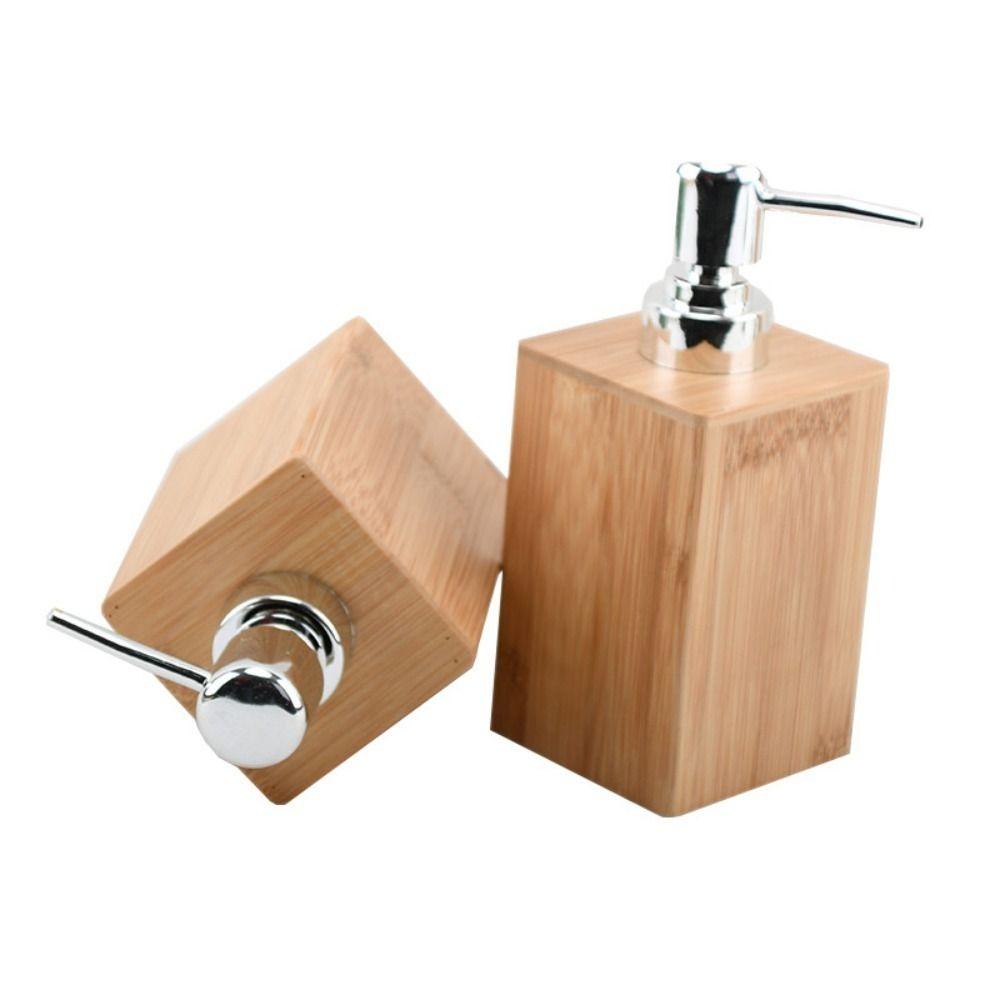 Refillable Bamboo Soap Dispenser Pump Shower Shampoo Dispenser Accessories Household Soap Container Bathroom