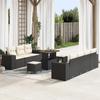 10-piece Garden Sofa Set with Cushions In Black Poly Rattan 3361970