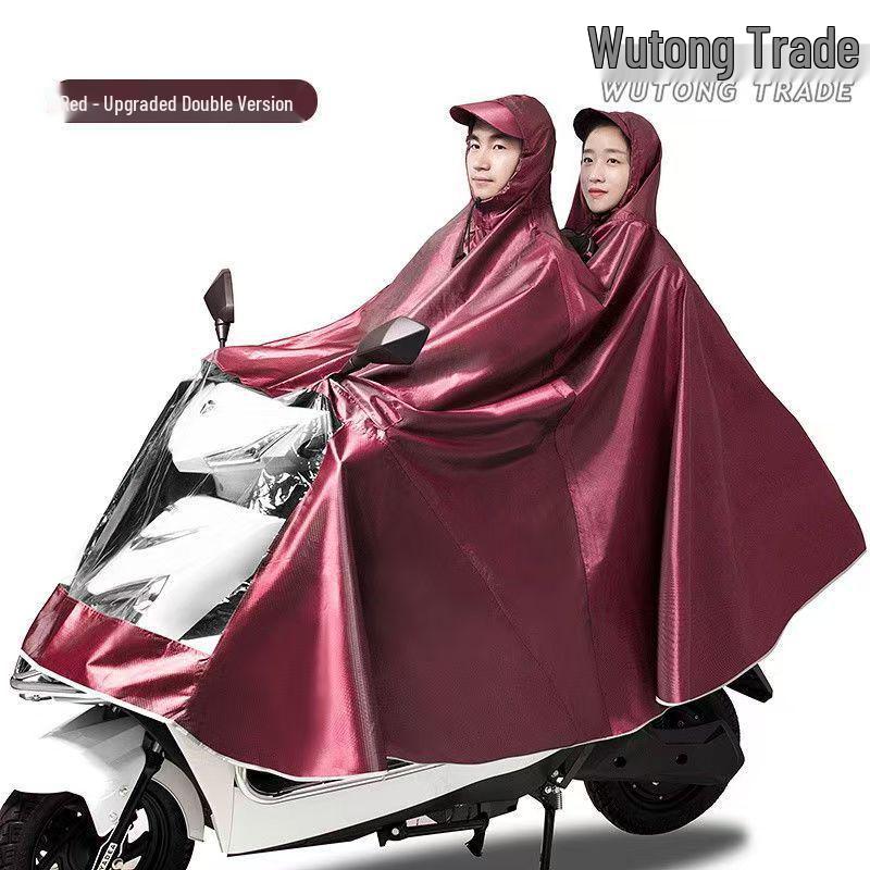 Electric Vehicle Motorcycle Raincoat - Anti-Heavy Rain, Enlarged, Thickened, Jacquard, for Single/Double Person with Leg Cover, Unisex