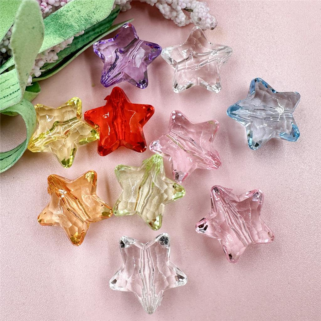 Home Party Supplies Acrylic Five-pointed Star Beads for Necklace Accessories Clear Crystal 18.5mm Bracelet Making Beaded Material DIY 10pcs