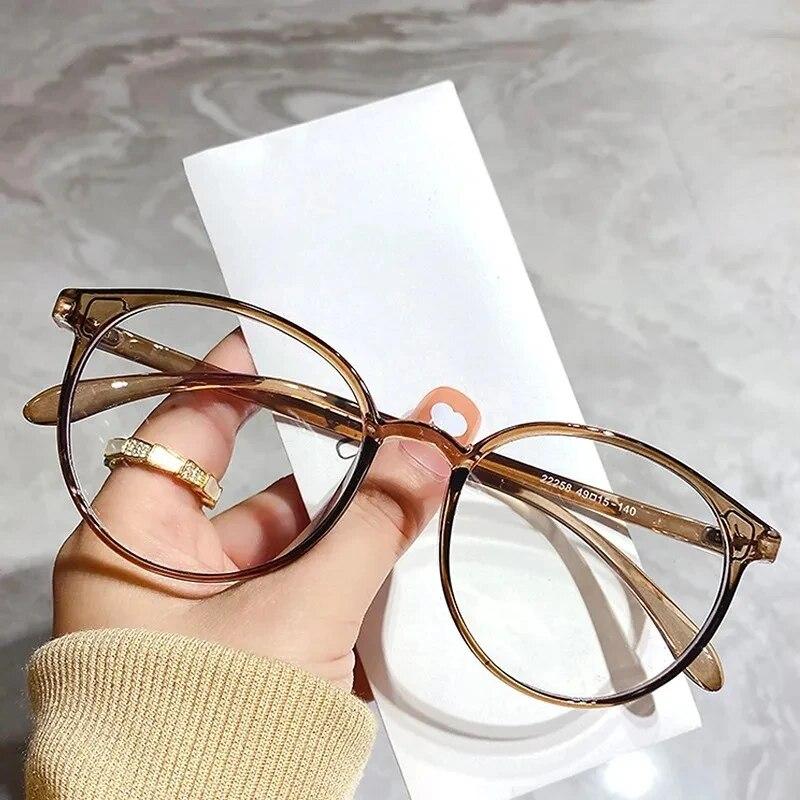 Men Women Round Frame Short-sighted Eyewear Blue Light Myopia Glasses Unisex Retro Anti-blue Light Eyeglasses Diopter To -4.0
