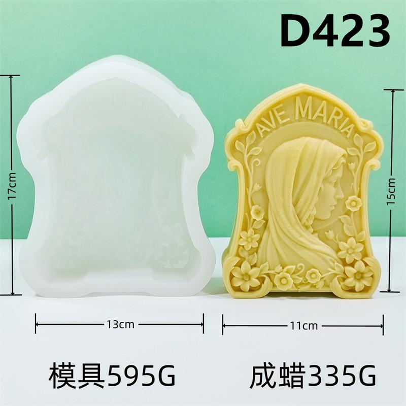 2D Virgin Mary Candle Silicone Mold Western Goddess Virgin Mary Statue Sculpture Epoxy Resin Mold Ma Girl Maria Gypsum Mold