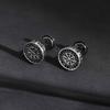 Vnox Viking Compass Zircon Stud Earrings, Copper Metal White Gold Plated Spiral Ear Post, Simple Jewelry Gift for Men Boys Him