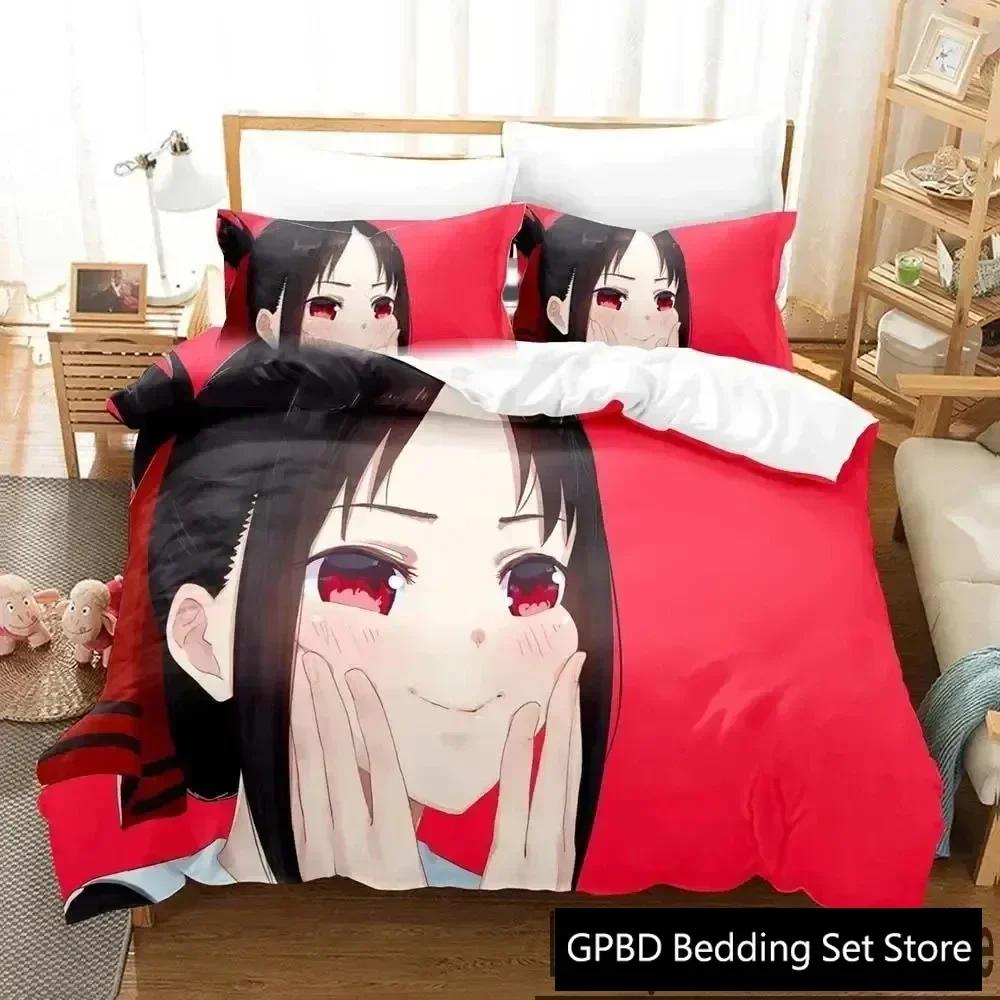 Luxury New 3D Print Anime Kaguya-sama Love Is War Bedding Set Duvet Cover Bed Set Quilt Cover Pillowcase Queen Size Boys Adult