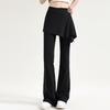 Women's 2-in-1 High Waisted Wide Leg Pants, Casual Solid Color Sports Pants, Yoga Pants