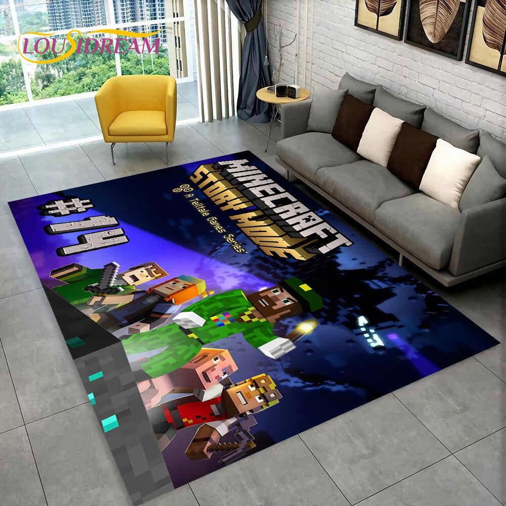 3D MC Sandbox Games Gamer Cartoon Area Rug,Carpet Rug for Living Room Bedroom Sofa Doormat Decoration,kids Non-slip Floor Mat