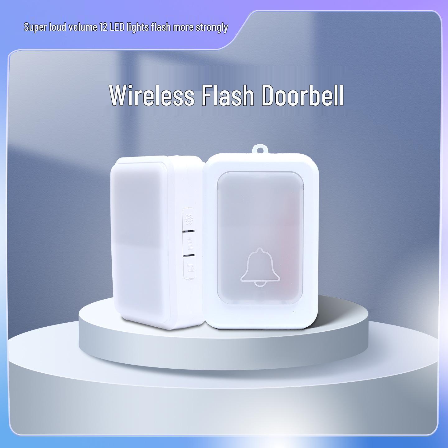 

Dual Flash Wireless Doorbell for Hearing Impaired with 12 LED Lights and Adjustable Volume for Elderly and Deaf Users. EU One-drag-two