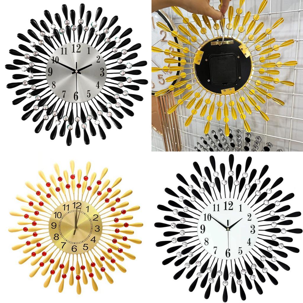Modern Iron Art Wall Clock With Silent Sweep Movement For Living Room Decor
