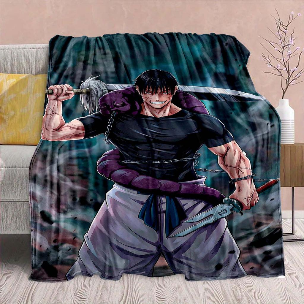 Koc Flanelowy Anime Jujutsu Kaisen - Miękki Ciepły Idealny na Kanapę, Pościel Kemping Podróże Biuro Wystrój Domu -QJY