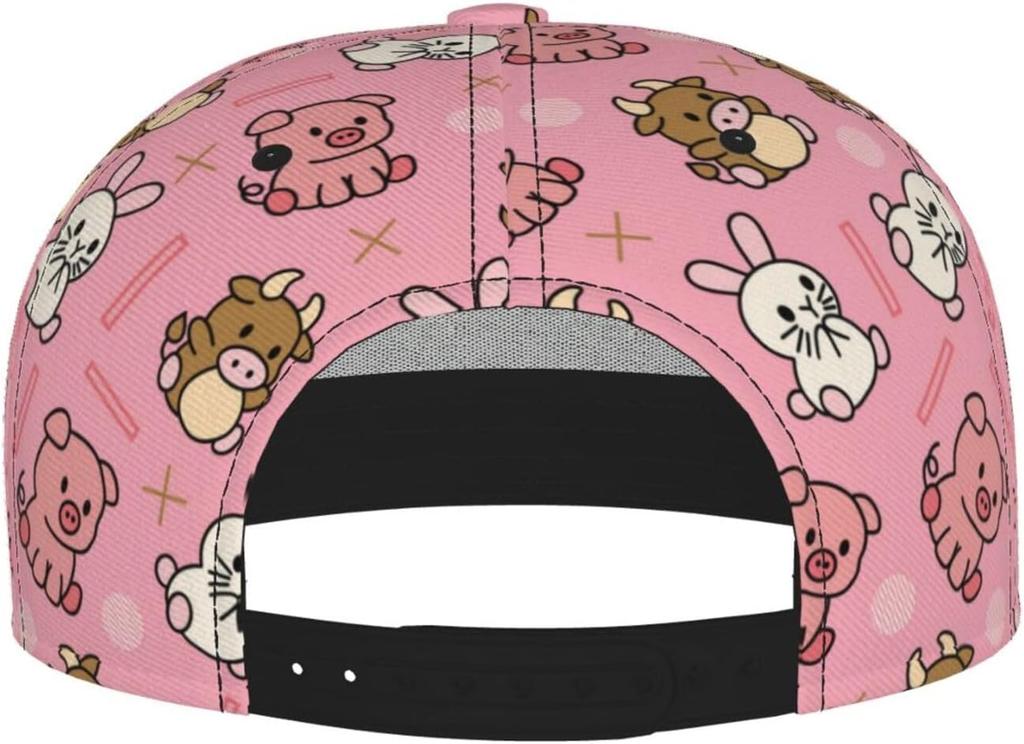 Cute Animal Pig Rabbit and Cow Baseball Cap for Men Women Adjustable Trucker Hat Snapback Sun Dad Cap Lightweight Unisex