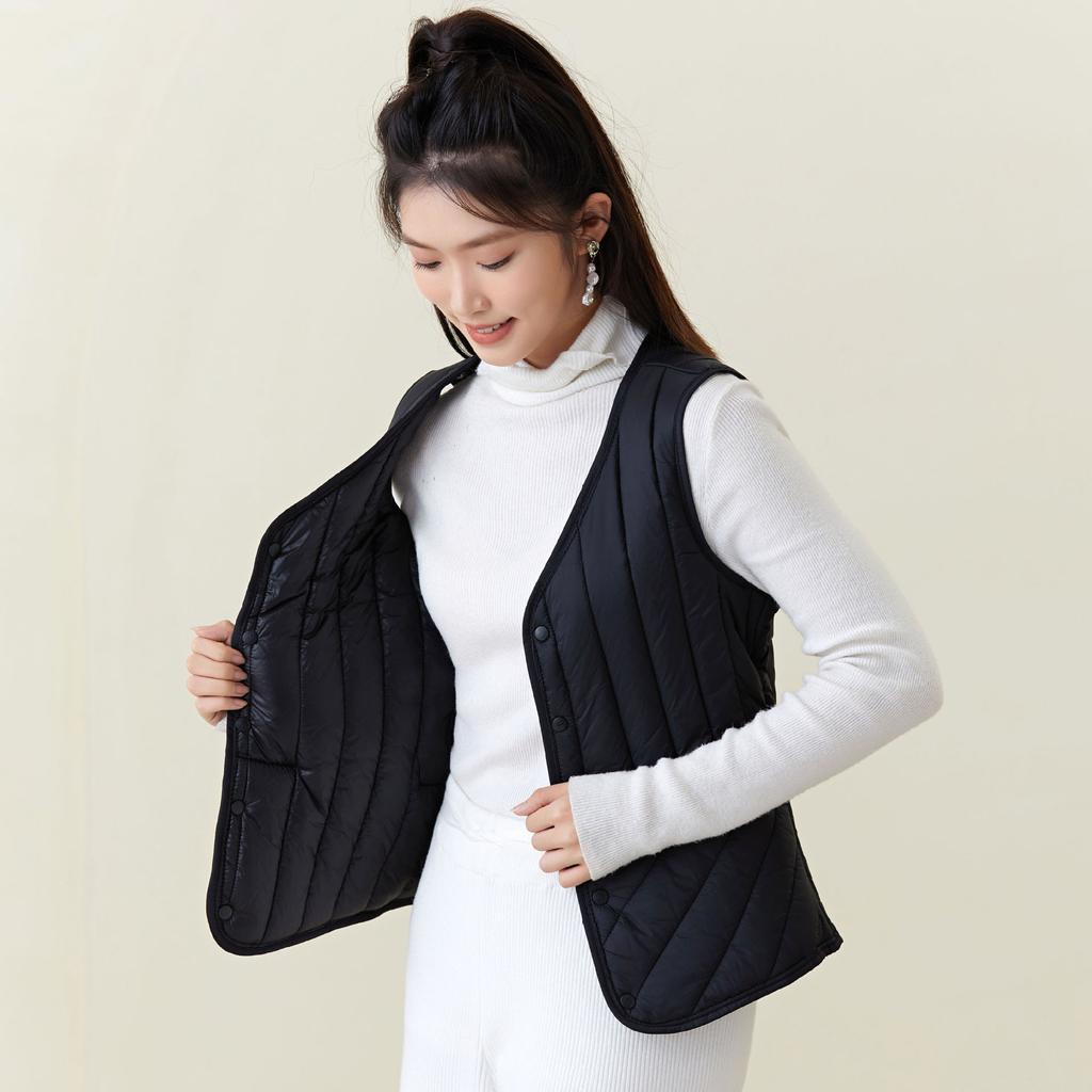 Women's Winter Down Cotton Padded Winter Lightweight Double-sided Warm Students Home Female Cotton Vests Fashionable and Warm