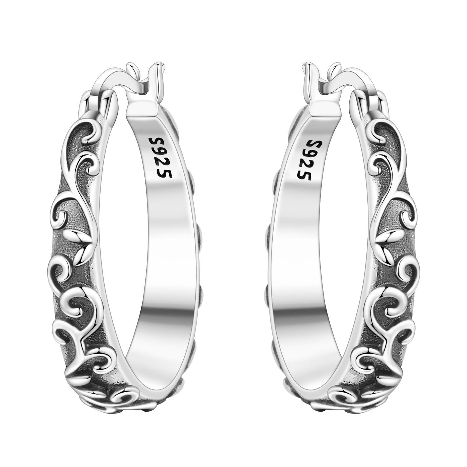 

S925 Silver Vintage Grape Vine Earrings Hoop Earrings Women Jewelry Trendy Anniversary Gifts