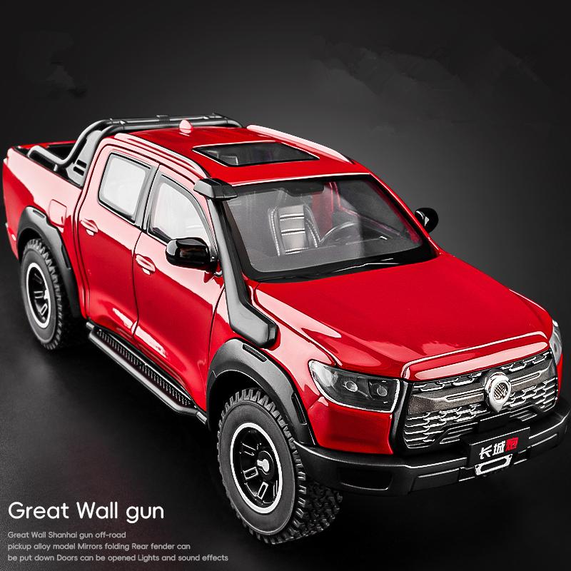 1/24 Great Wall Motor POER Pickup Model de mașină din aliaj din metal turnat sub presiune Vehicule de teren, model de mașină, simulare, lumină sonoră, jucărie pentru copii, cadou