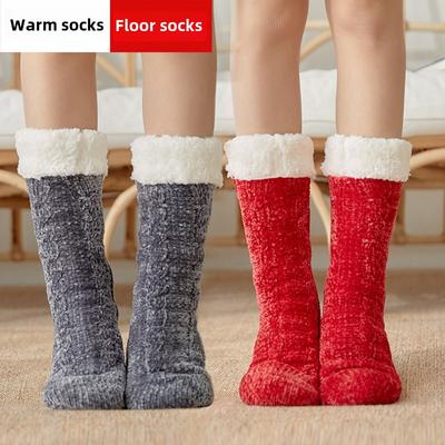 Calcetines de Piso de Invierno para Adulto Calcetines de Nieve Calcetines para Dormir para Casa Calcetines Mensuales Calcetines de Mujer Calcetines Acolchados y Engrosados