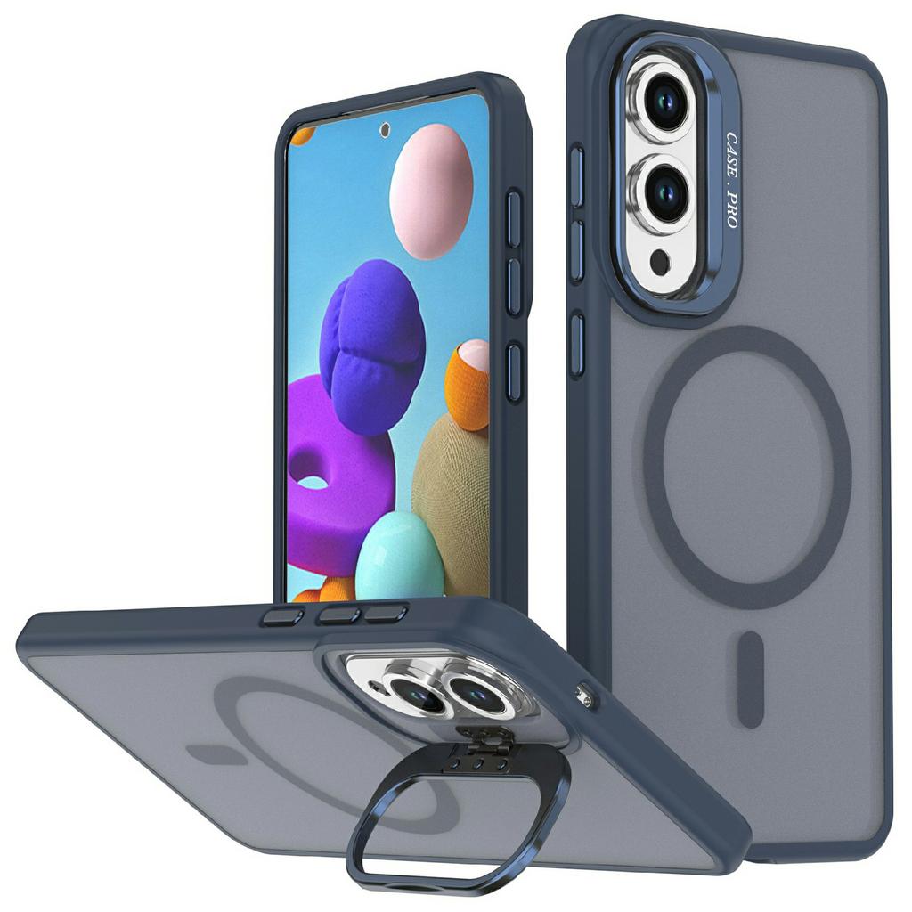 For Samsung Galaxy S25 Edge Magnetic Case Foldable Kickstand Matte PC + TPU Phone Cover