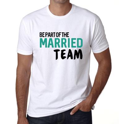 Maglietta vintage da uomo, maglietta grafica, fai parte del team sposato, bianca