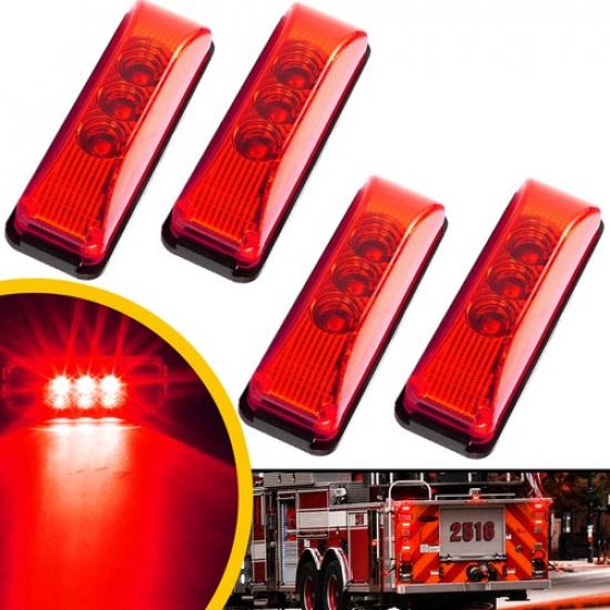 4 шт. 3LED Габаритные огни бокового габарита для Jeep Грузовик Прицеп RV Красный 4