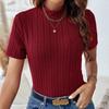 Modny, dopasowany krój, okrągły dekolt, damski T-shirt, damskie koszulki z krótkim rękawem, 2024, letni, swobodny, prążkowany, dzianinowy T-shirt, damski, elegancki, jednolity, damski T-shirt 24405
