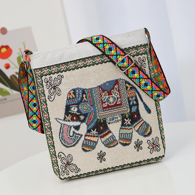 New women's messenger bag going out double-sided flower butterfly casual embroidery ethnic style mobile phone bag