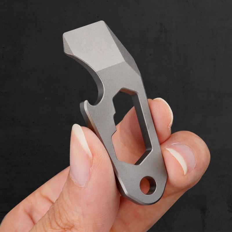 Key Holder Tool for Packages and Drink Bottles with a Single Metal Body and Carry Hole for Everyday Use on Key Hardware, a Pack, or a Belt