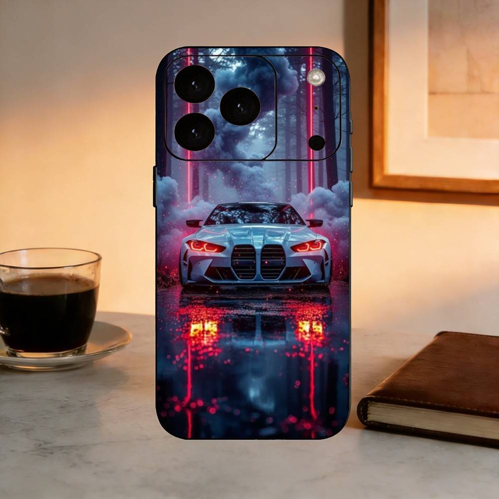 Cool Sports Blue-white Red Car-M4 CAR Phone Case For iPhone 17, 16,15,14,13,12,11 Plus,Pro Max, Others Soft Black Cover