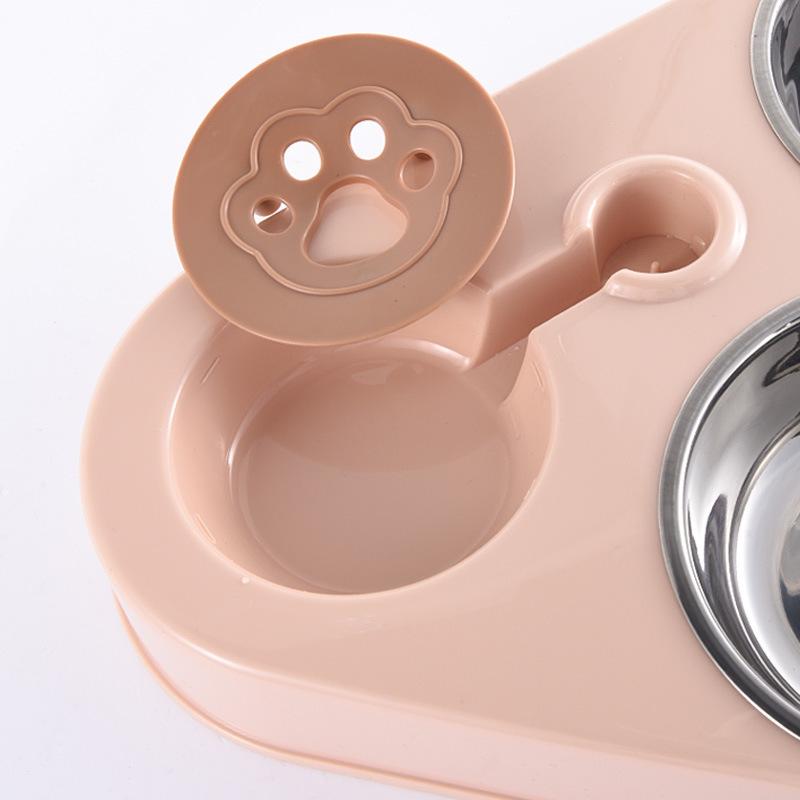 Cute Triangle Pet Bowl Set: 3 Plastic Bowls with Automatic Water Dispenser and Splash-Proof Design