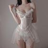 Sex Underwear Women's Sexy Pure Desire Wind Lace-up Suspender Skirt Lace Mesh Small Chest Suspender See-through Skirt Gathering Nightdress