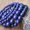 Natural Stone Lapis Round Beads Elastic Bracelet Bohemian Women's Trendy Handmade  Bangle Zircon Gift