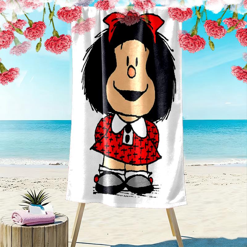 Mafalda Print Beach Towel, Large Soft Quick Dry Towel for Beach Camping Swimming