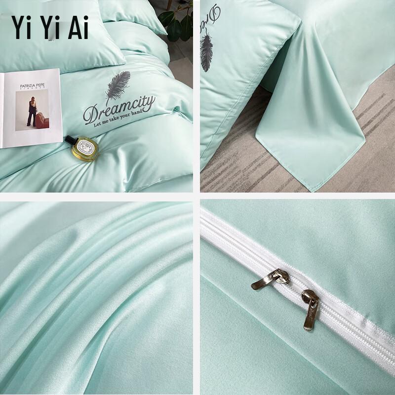 Yiyi Ai Feather Embroidered Brushed Polyester 4-Piece Bedding Set