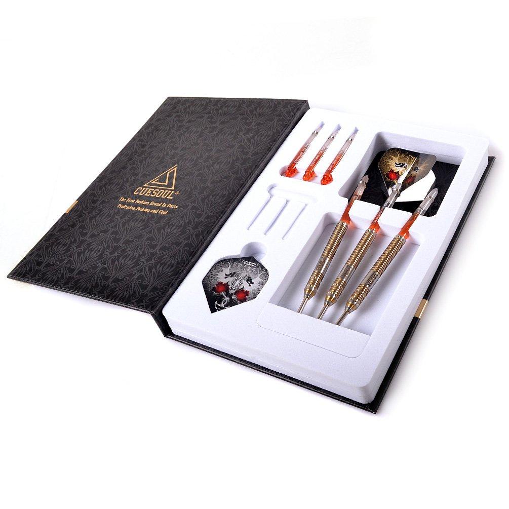 CUESOUL Dragon Series Tungsten 24g Steel Tip Dart Titanium Coated Finish Barrel 90% Set, (CSDN-M2306)